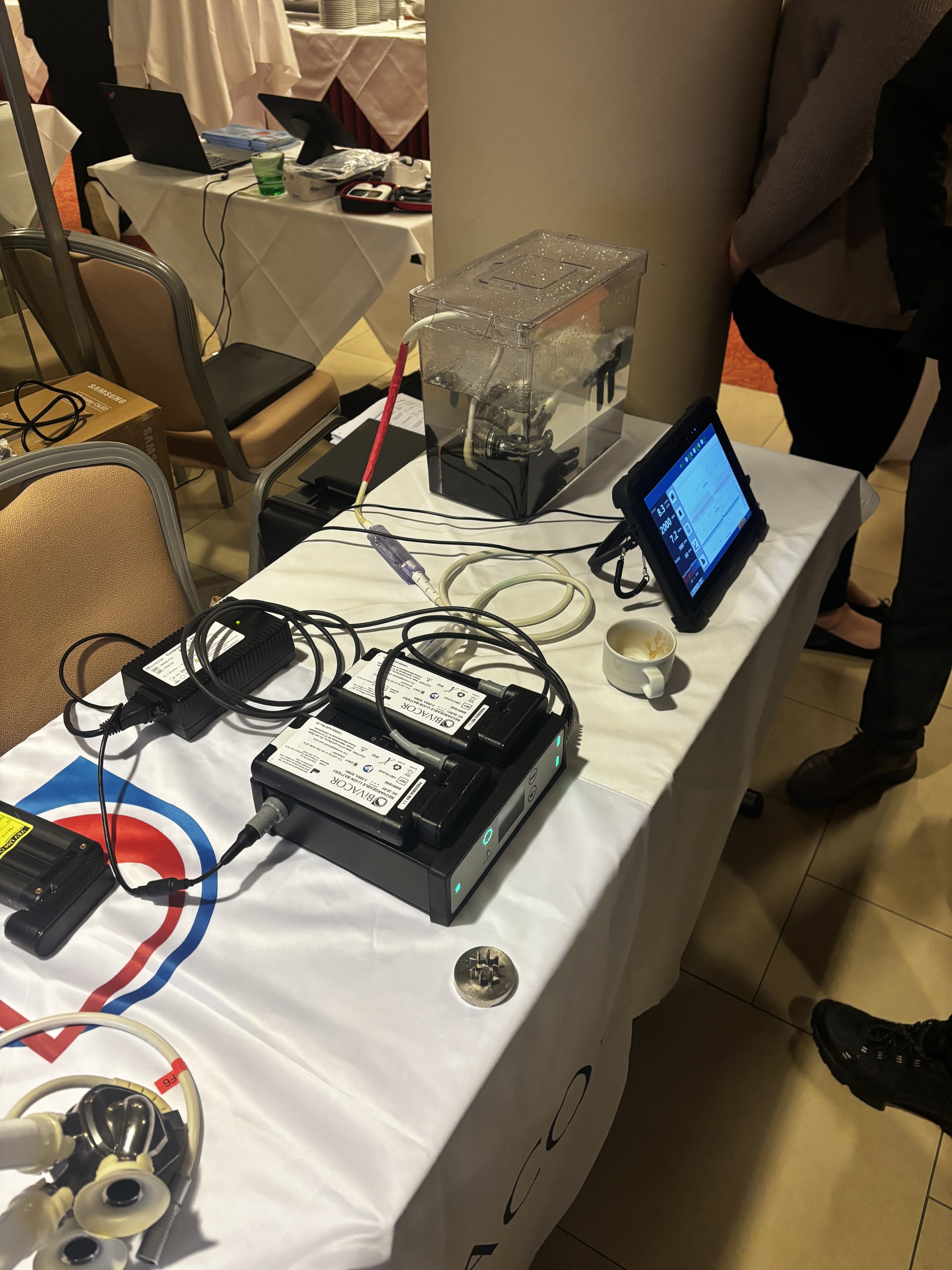 Lab close-up. Hands on the prototype